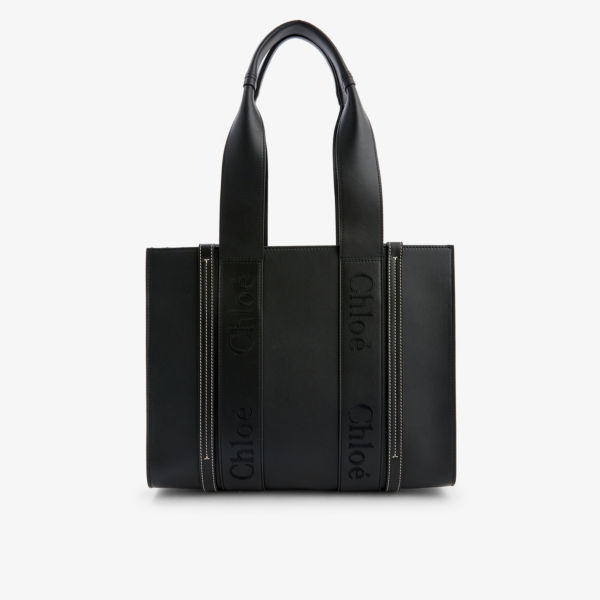Кожаная сумка-тоут Woody среднего размера Chloe, черный цена и фото