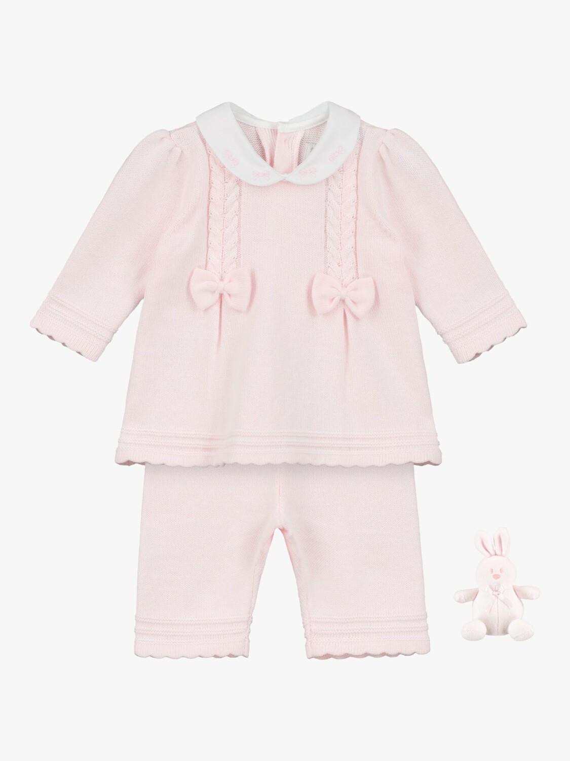 

Комплект из вязаного топа и брюк с бантом Baby Emilia Emile et Rose, розовый