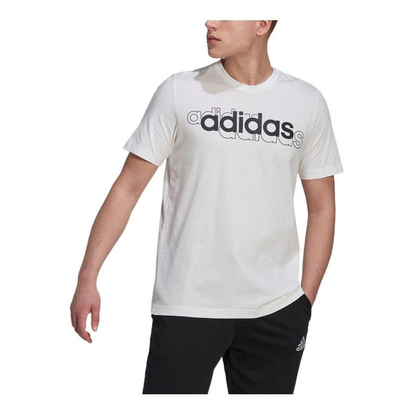 Футболка Men's adidas Casual Sports Logo Solid Color Round Neck Short Sleeve White T-Shirt, белый футболка adidas solid color stripe logo casual round neck short sleeve black t shirt черный