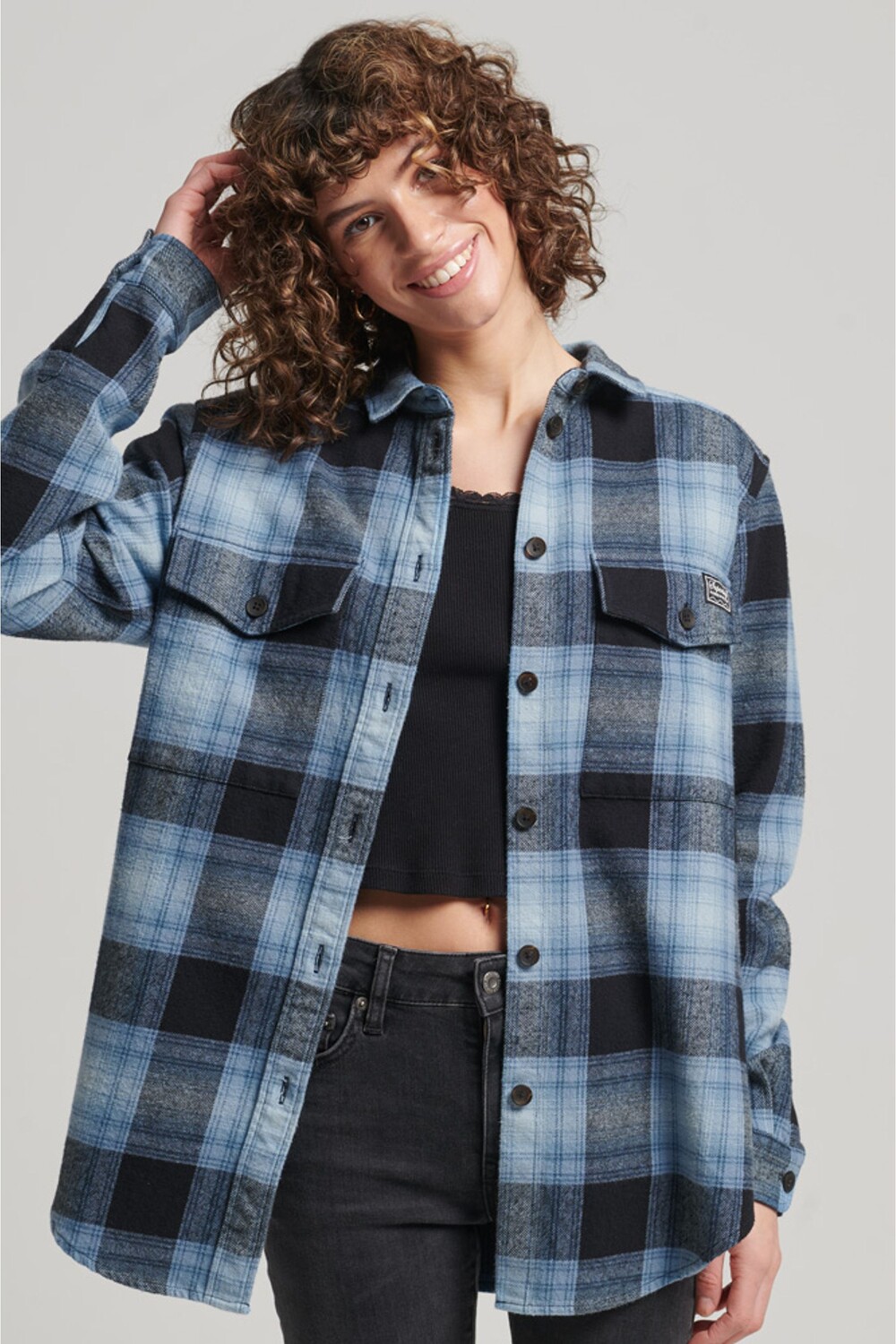

Толстовка в винтажную клетку Superdry, синий