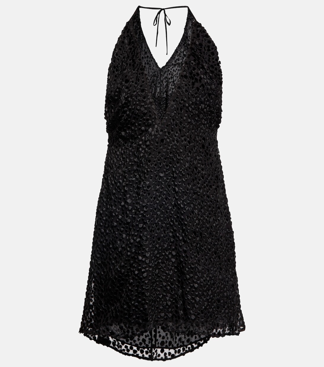 

Флокированное мини-платье SAINT LAURENT, черный