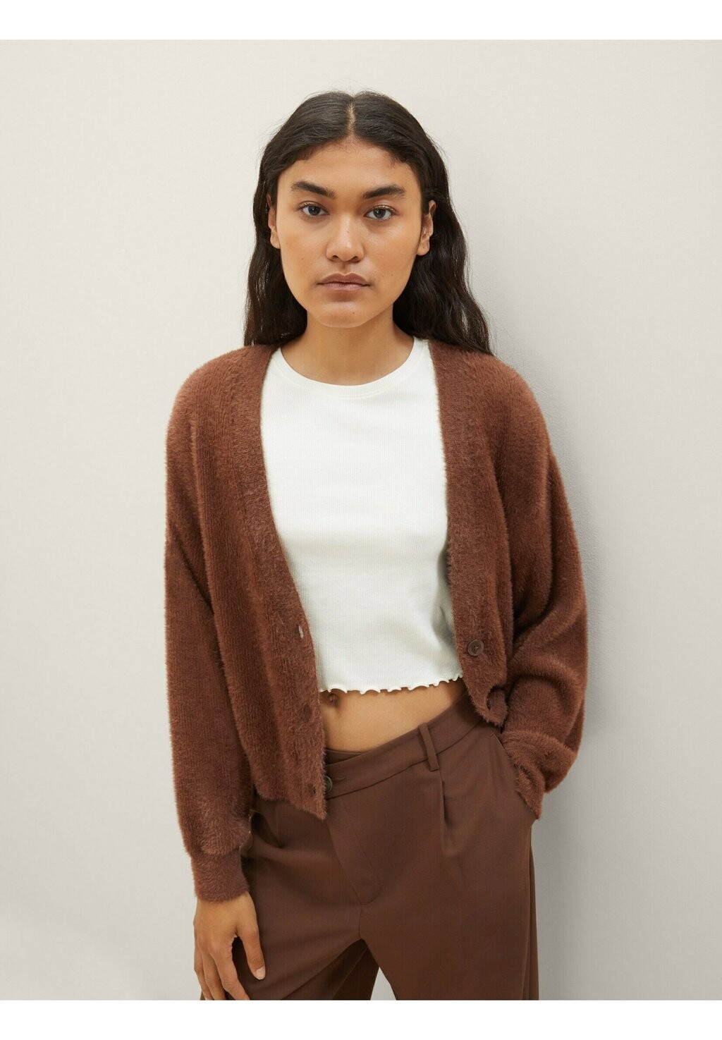 

Кардиган TOM TAILOR DENIM MIT V-AUSSCHNITT, цвет roasted coffee brown