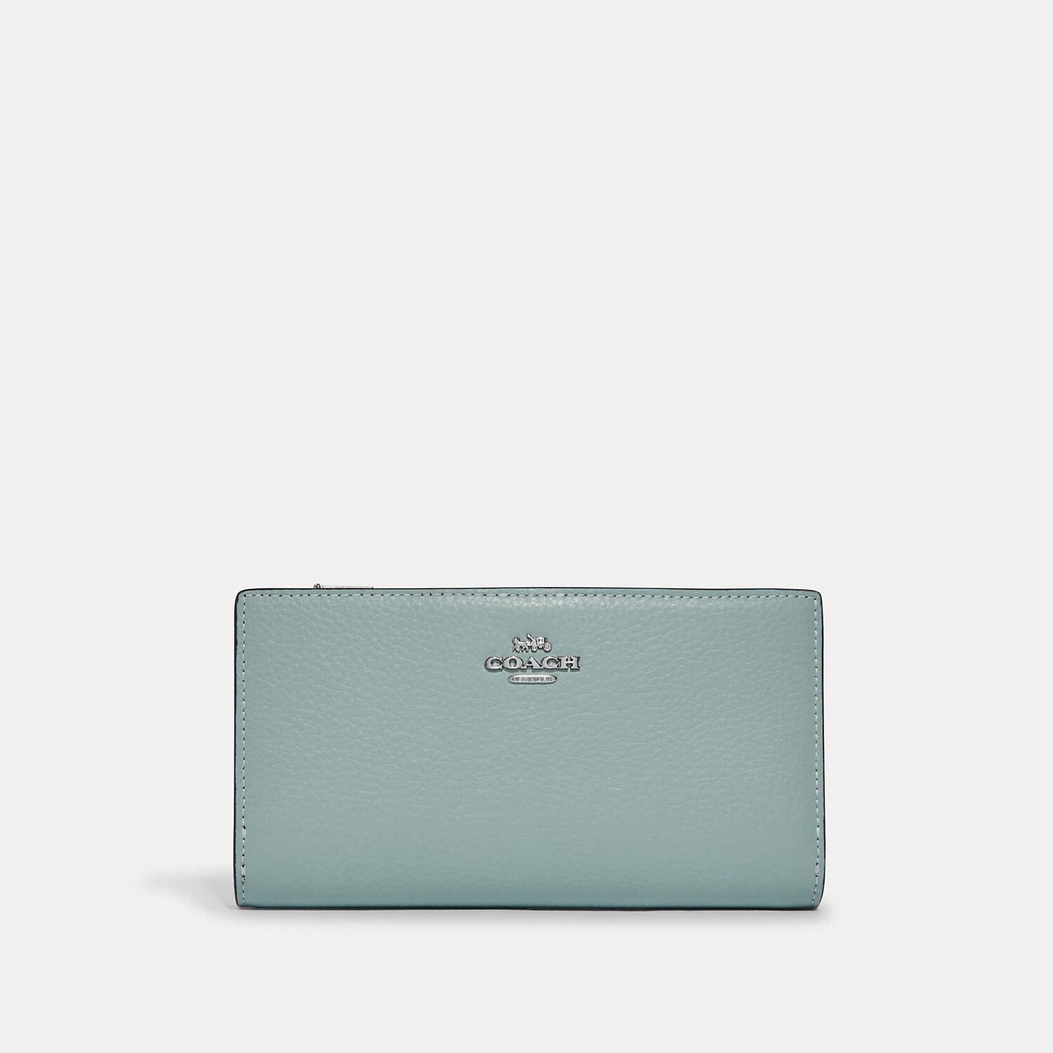 

Тонкий кошелек Coach Outlet на молнии, цвет Light Teal/Silver