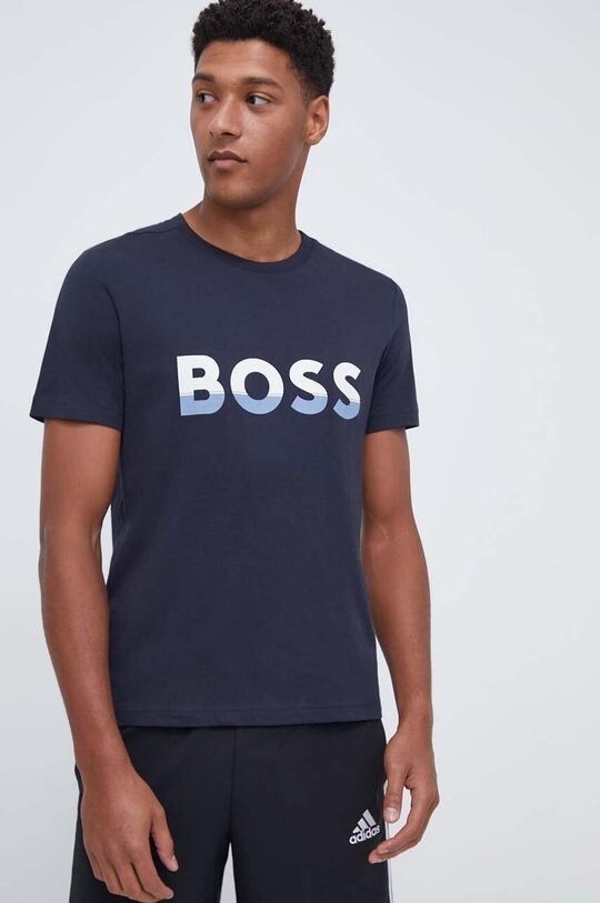 

Хлопковая футболка BOSS BOSS ATHLEISURE Boss, темно-синий