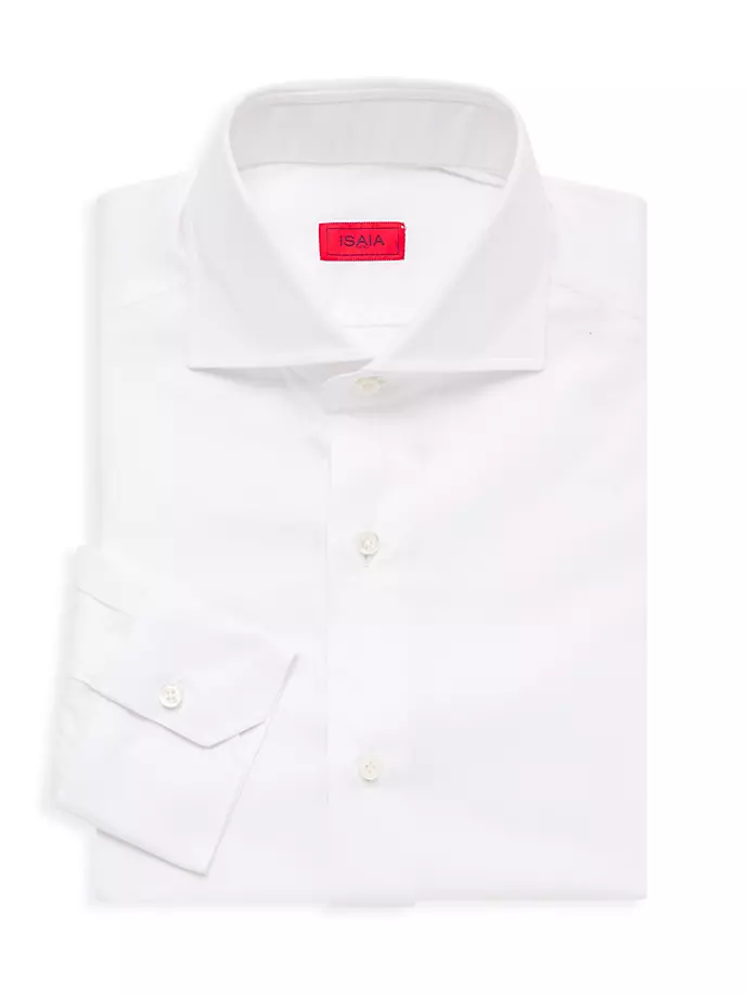 Классическая рубашка из фактурного хлопка Isaia, белый цена и фото