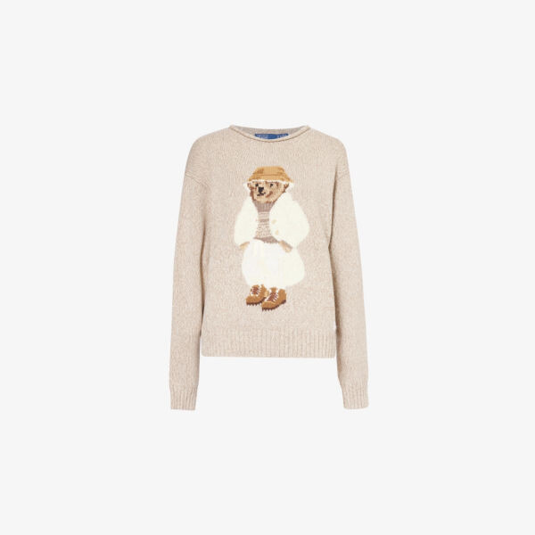 

Джемпер Bear-Intarsia из хлопчатобумажной пряжи с длинными рукавами Polo Ralph Lauren, мультиколор