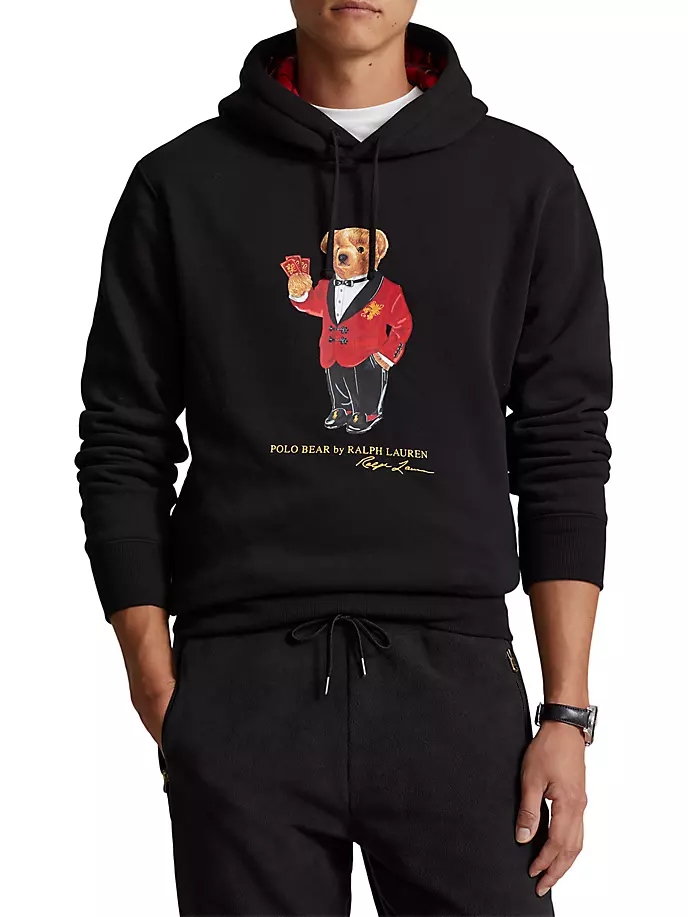 

Флисовая толстовка с капюшоном-поло «Лунный Новый год» Bear Magic Polo Ralph Lauren, черный