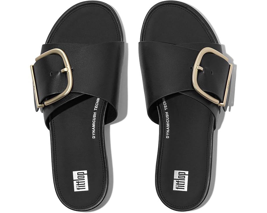 Сандалии FitFlop Gracie Maxi-Buckle Leather Slides, черный цена и фото