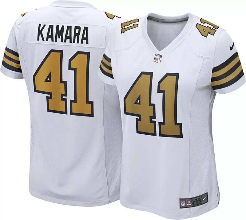 Женская белая игровая майка Nike New Orleans Saints Alvin Kamara #41