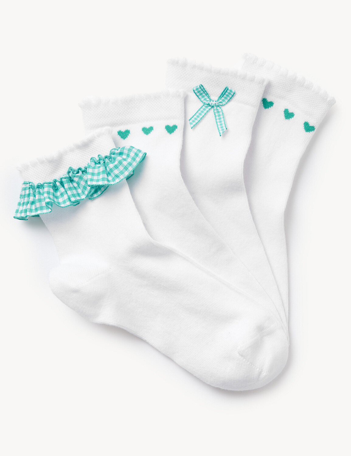 

Школьные носки из 4 пар хлопка Marks & Spencer, зеленый микс