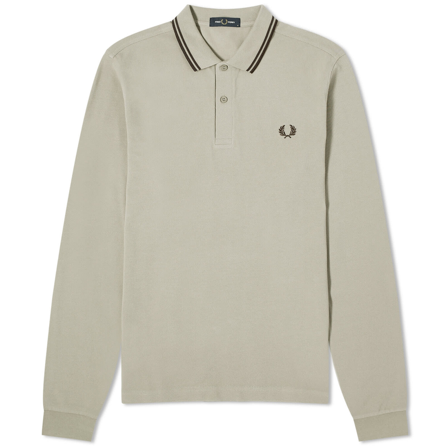 Поло Fred Perry Long Sleeve Twin Tipped, цвет Warm Grey & Brick теннисная рубашка поло с длинными рукавами fred perry экрю