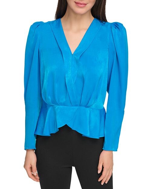 

Атласный топ с запахом DKNY, цвет Blue