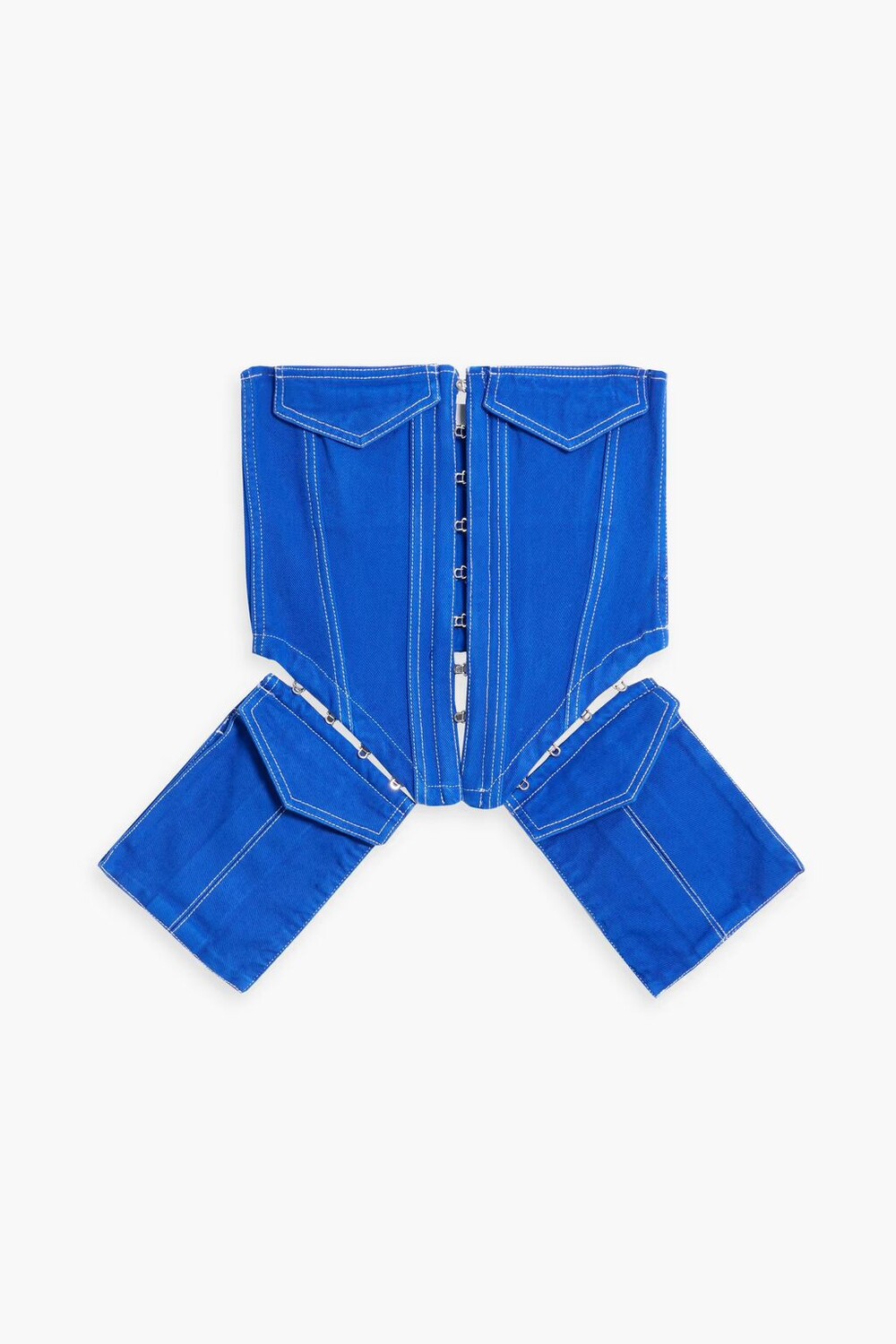 

Укороченный джинсовый топ без бретелек Dion Lee, ярко-голубой