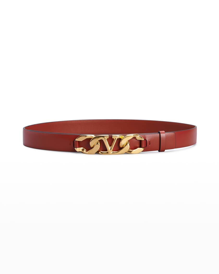 

Узкий кожаный ремень с цепочкой VLOGO Valentino Garavani
