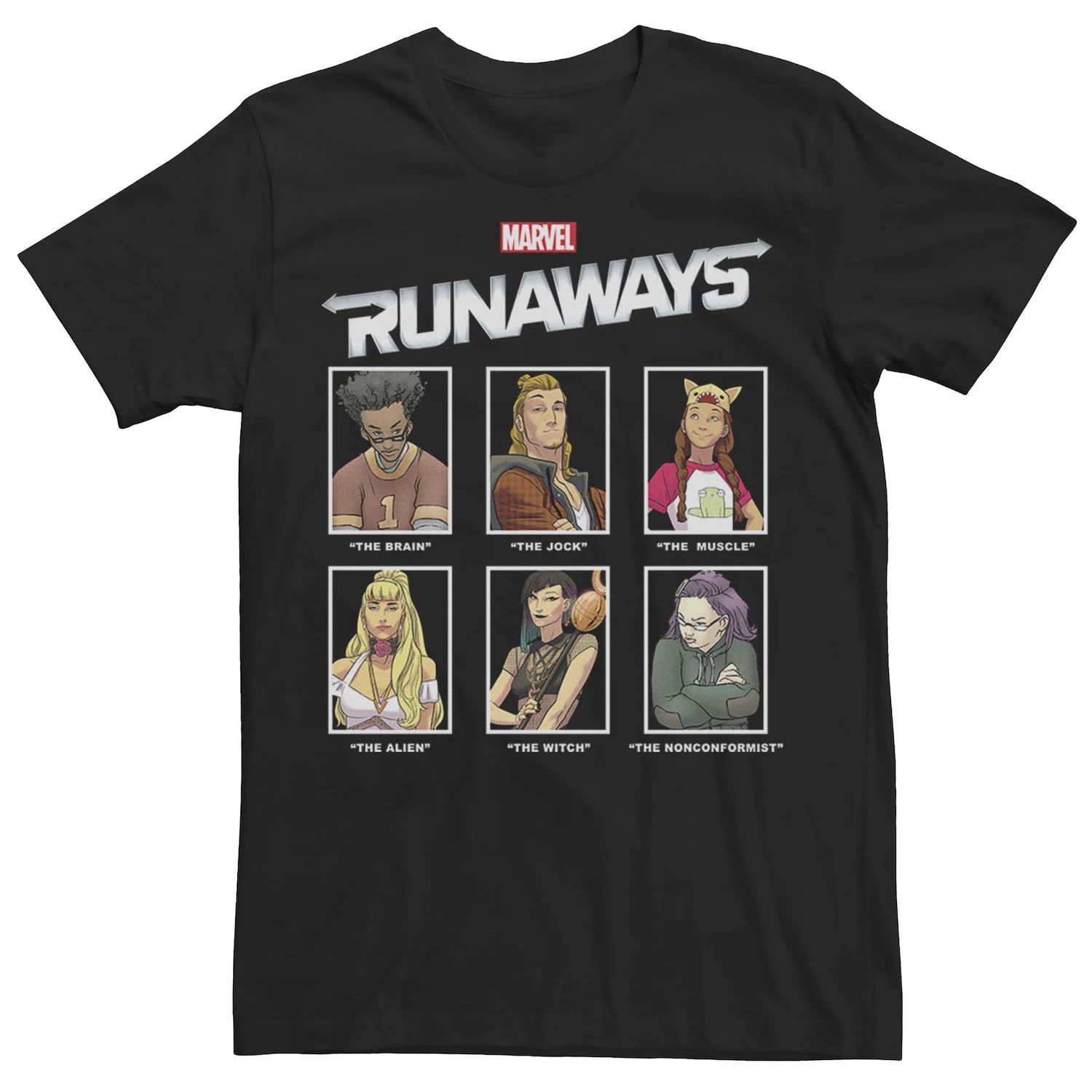 Мужская футболка Runaways Yearbook с портретными панелями и графическим рисунком Marvel мужская худи с графическим плакатом runaways group marvel