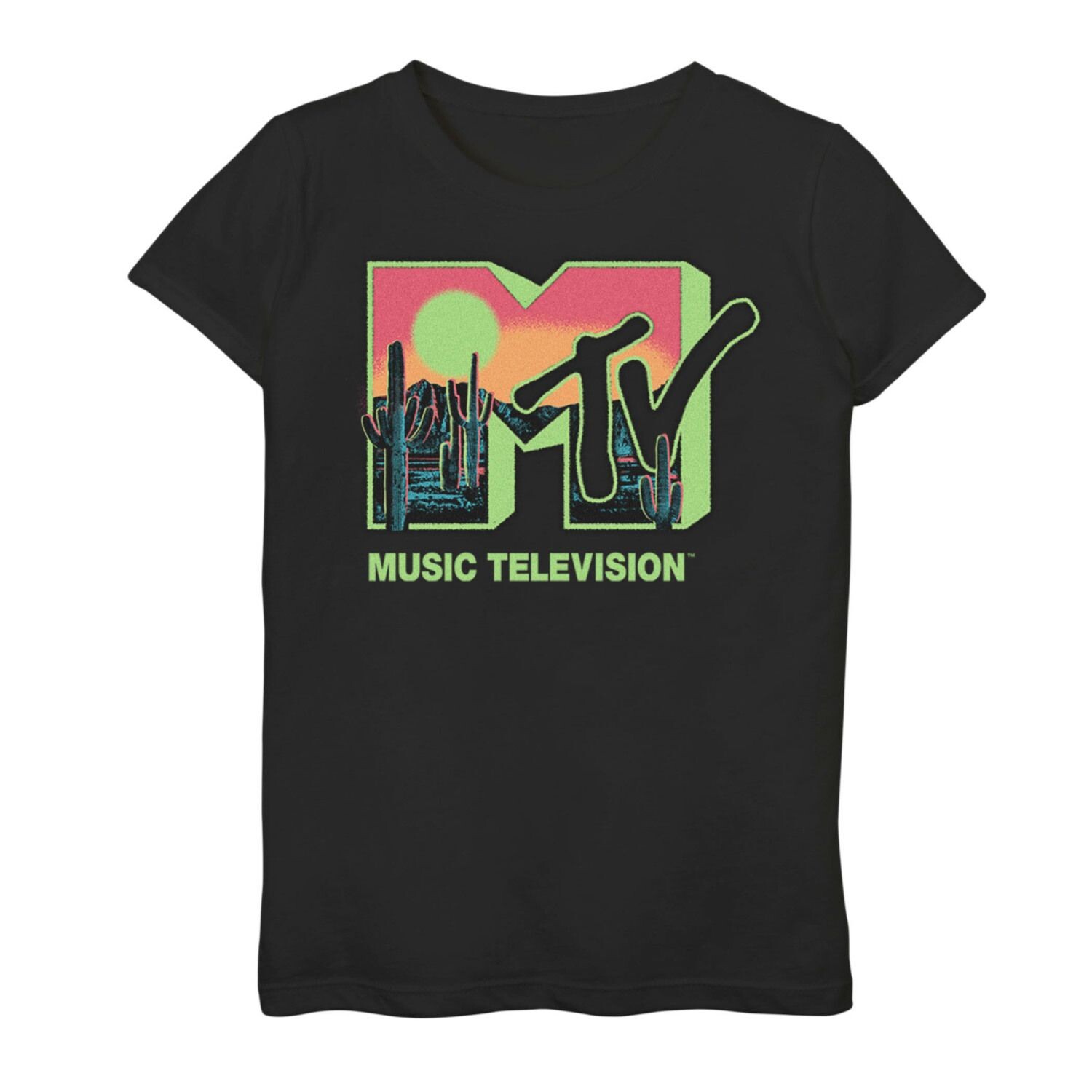 

Футболка с логотипом MTV Neon Desert Scene и графическим рисунком для девочек Licensed Character