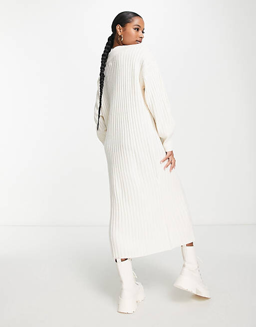

Кремовое платье-джемпер в рубчик River Island Petite