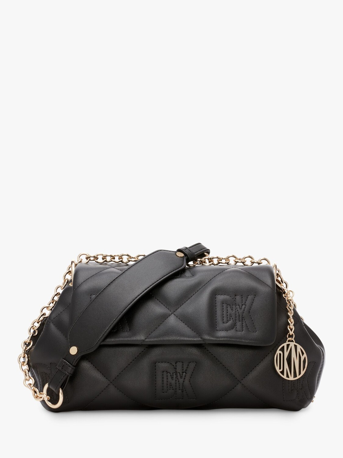 

DKNY Crosstown Кожаная стеганая сумка с клапаном, черная