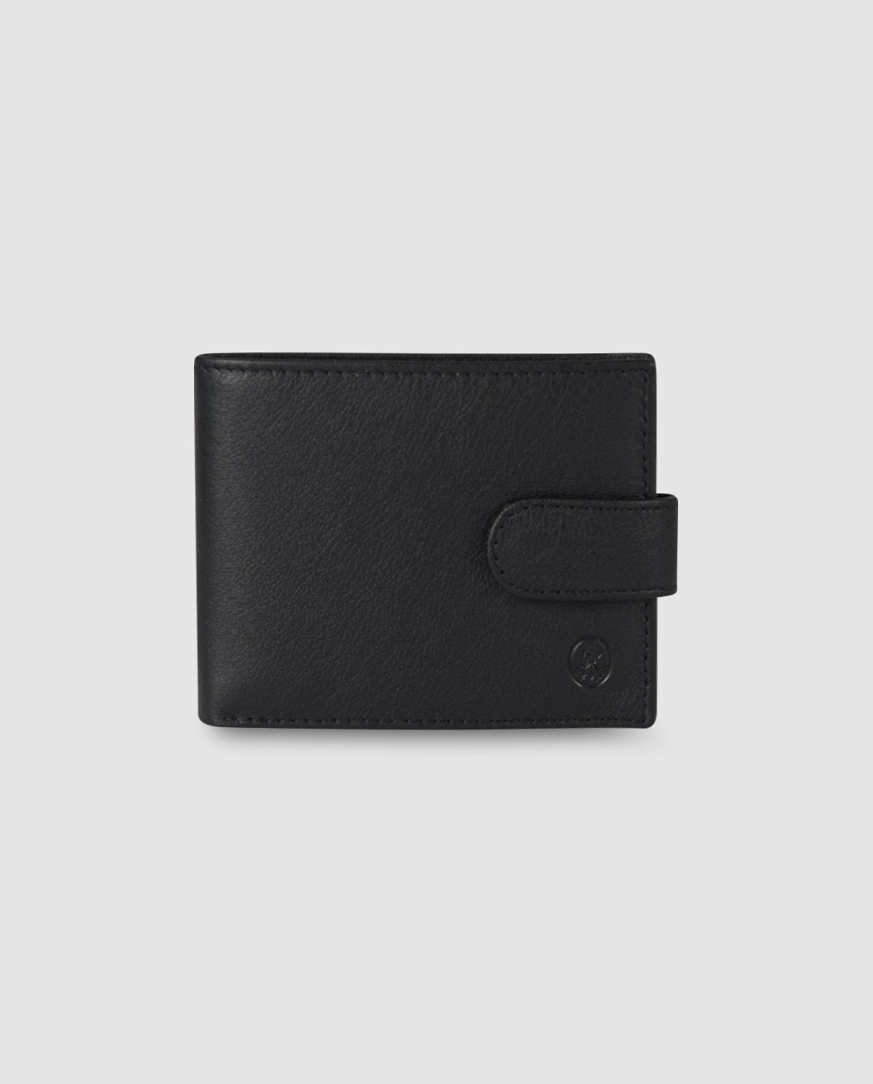 Черный кожаный кошелек с внешним портмоне El Potro, черный кошелек черный