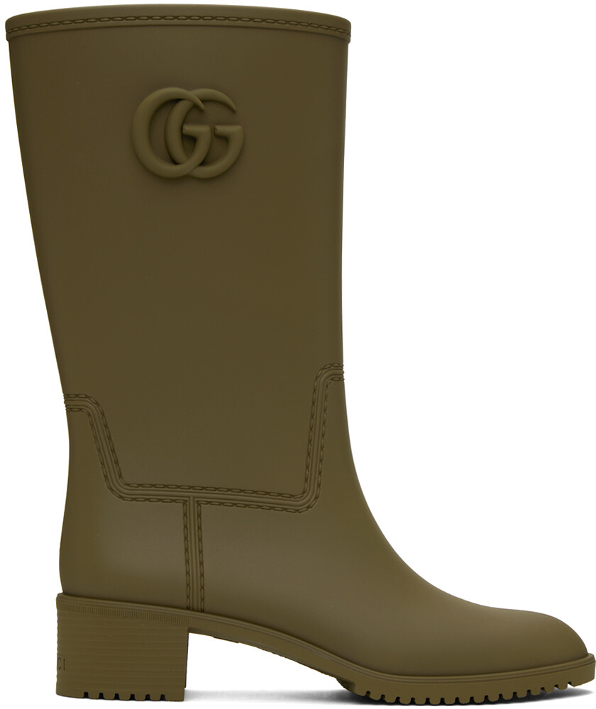 

Зеленые ботинки с узором GG Gucci