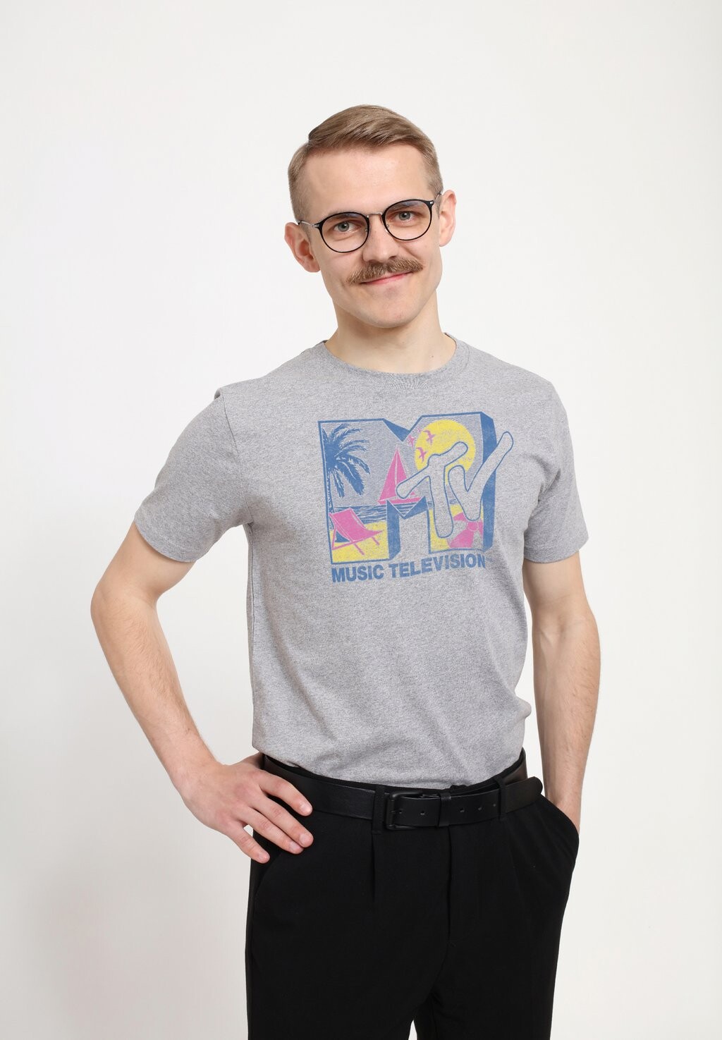 

Футболка с принтом MTV RETRO TROPICAL Henry Tiger, цвет Mottled Light Grey