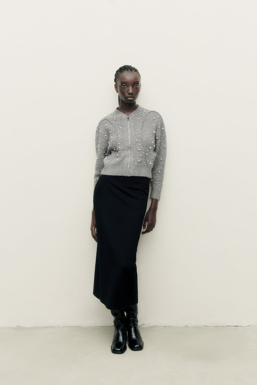 

Кардиган крутой вязки ZARA, серый