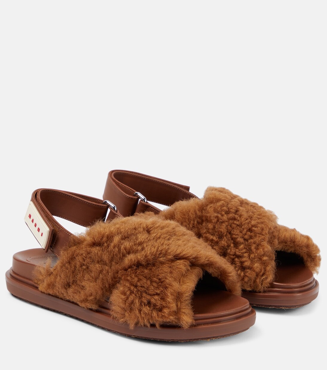 

Сандалии Fussbett из овчины Marni, коричневый
