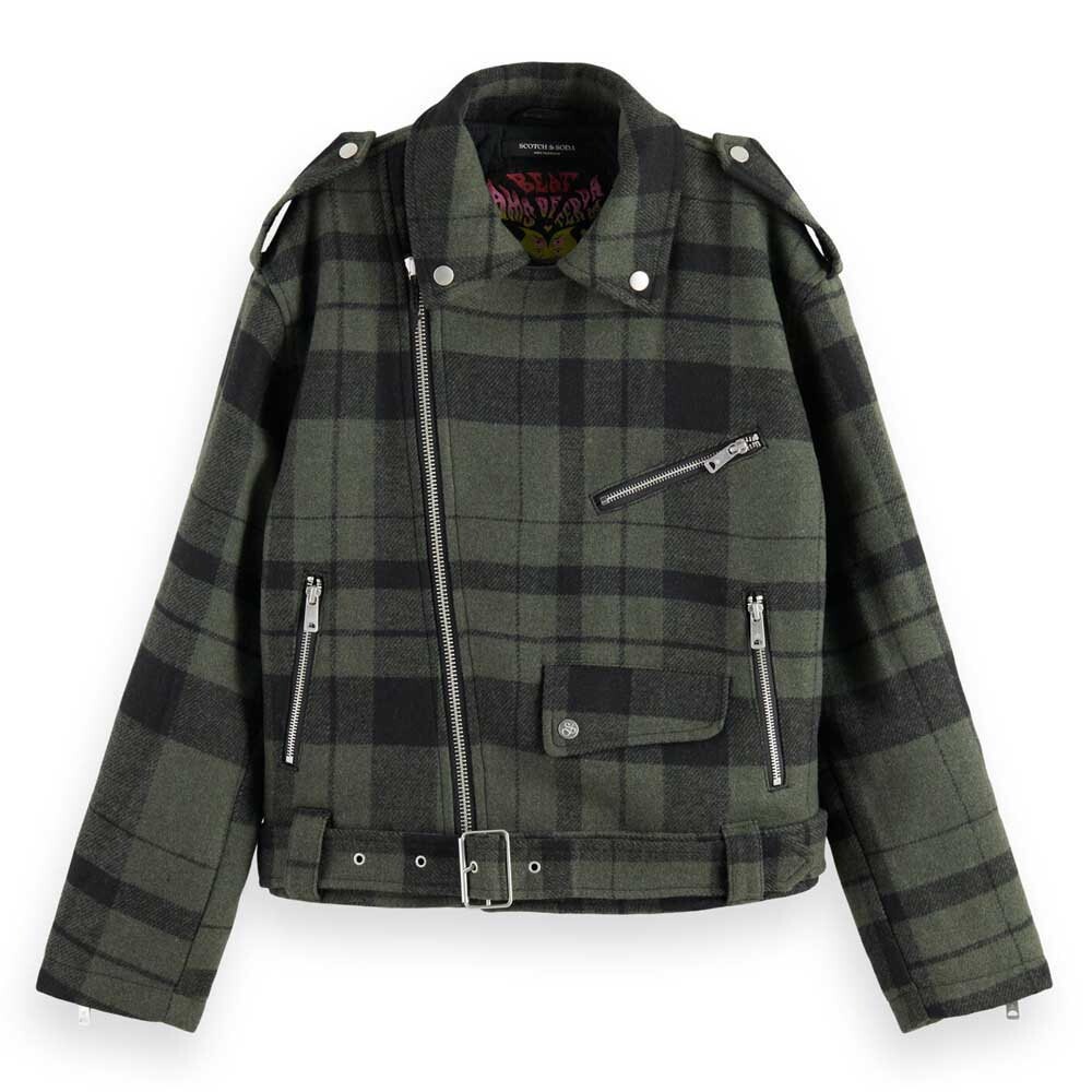 

Куртка Scotch & Soda Check Biker, зеленый