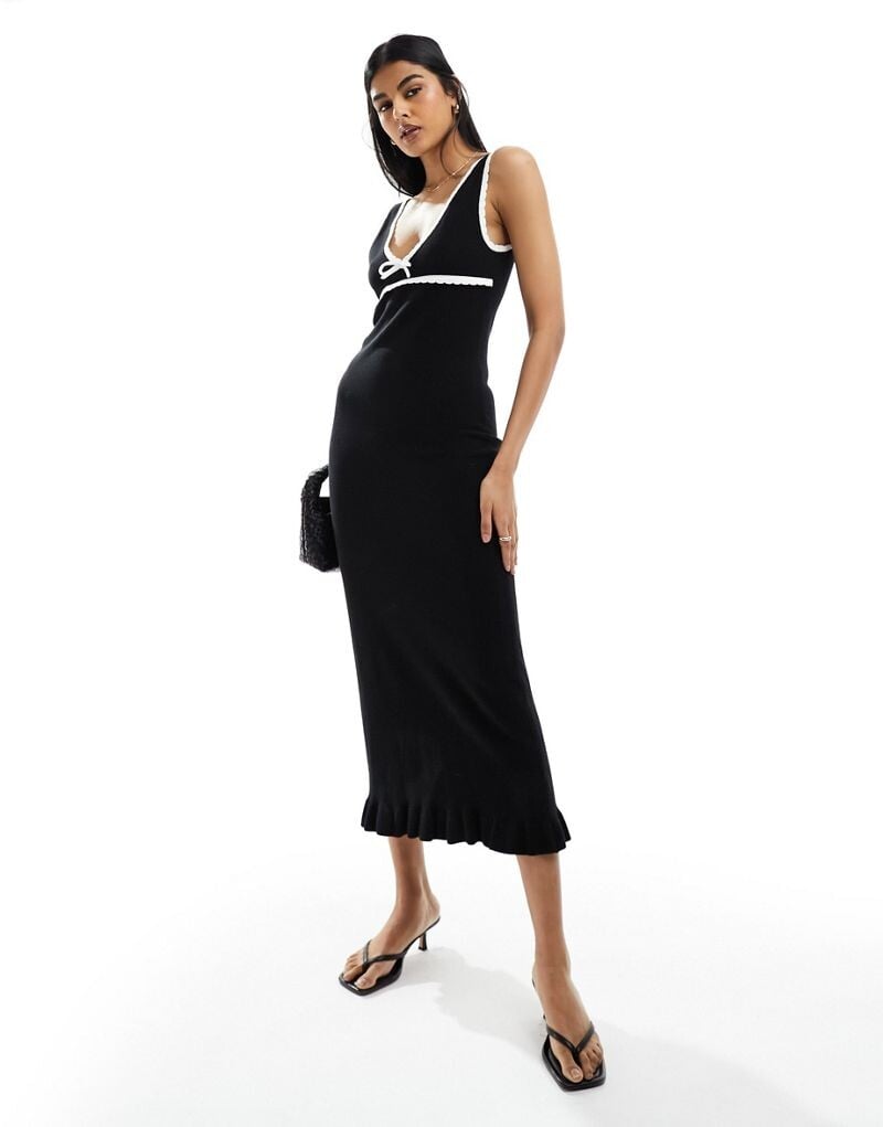 

ASOS DESIGN – трикотажное платье макси с контрастной отделкой
