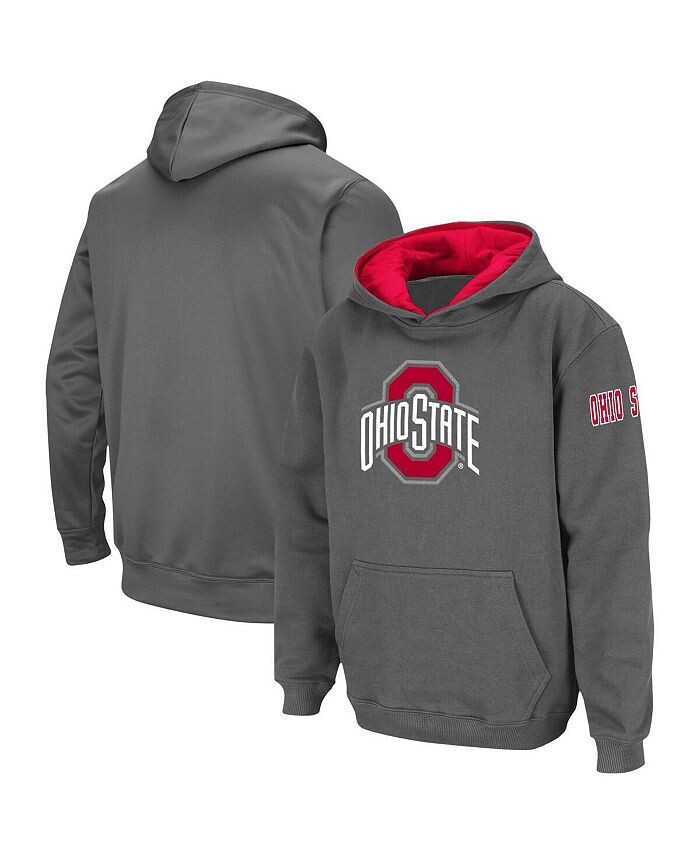 

Темно-серый пуловер с капюшоном и большим логотипом Big Boys Ohio State Buckeyes Colosseum, серый