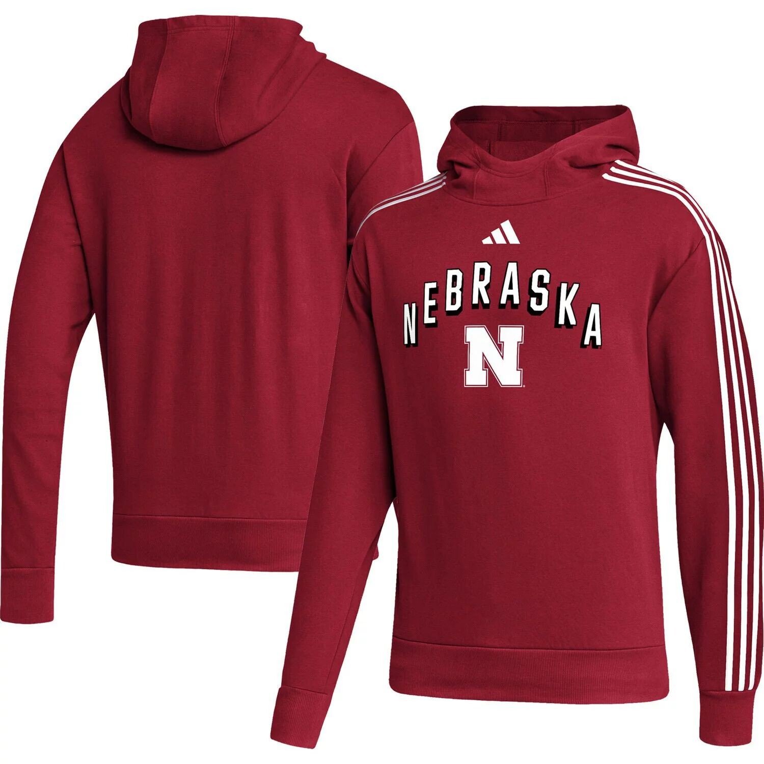 

Мужской пуловер с капюшоном Scarlet Nebraska Huskers Step Up adidas