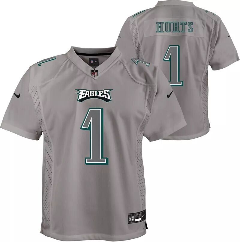 

Nike Youth Philadelphia Eagles Jalen Hurts #1 Атмосфера Серая игровая майка