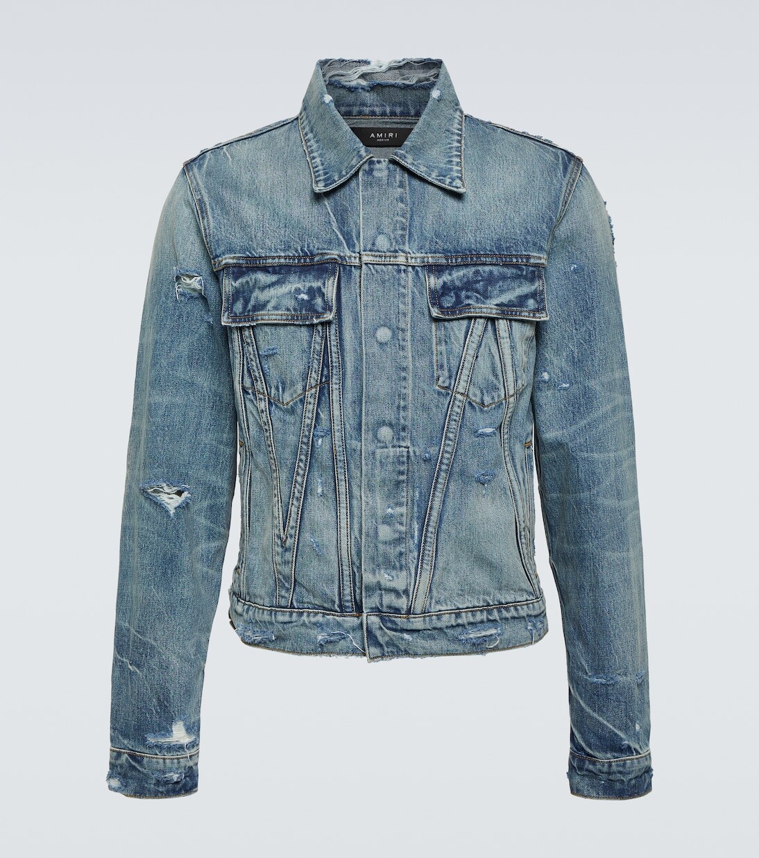 

Потертая джинсовая куртка Amiri, синий