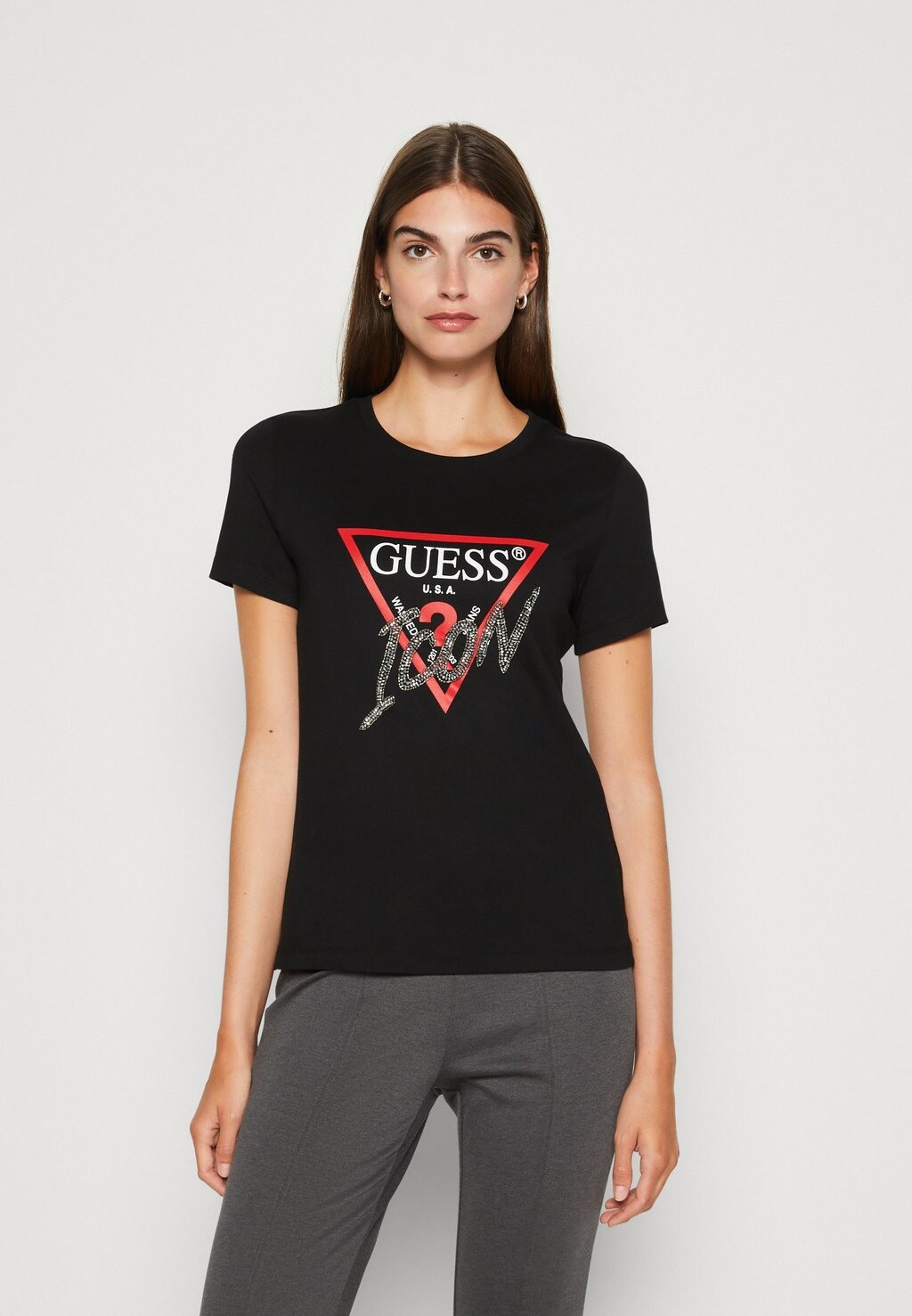 

Футболка с принтом Icon Tee Guess, цвет jet black