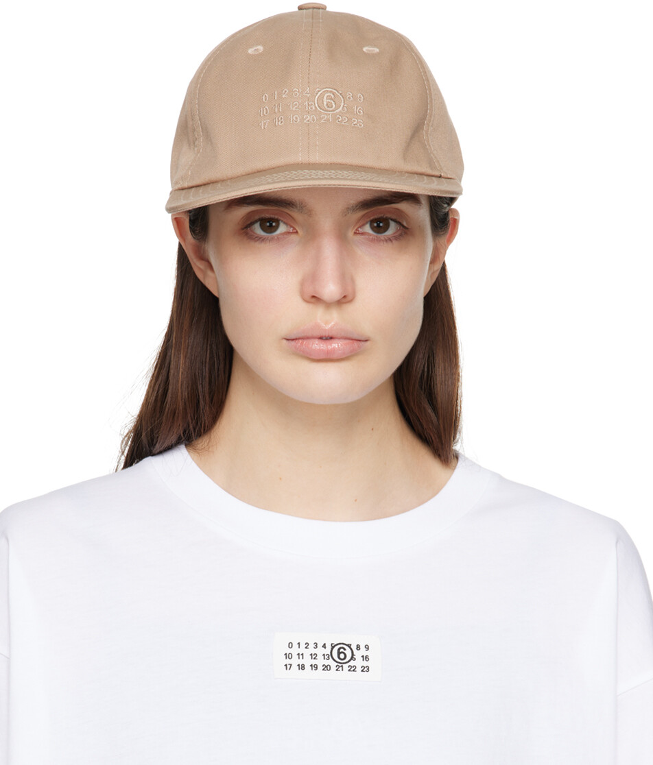 

Бежевая кепка с цифровой подписью Mm6 Maison Margiela