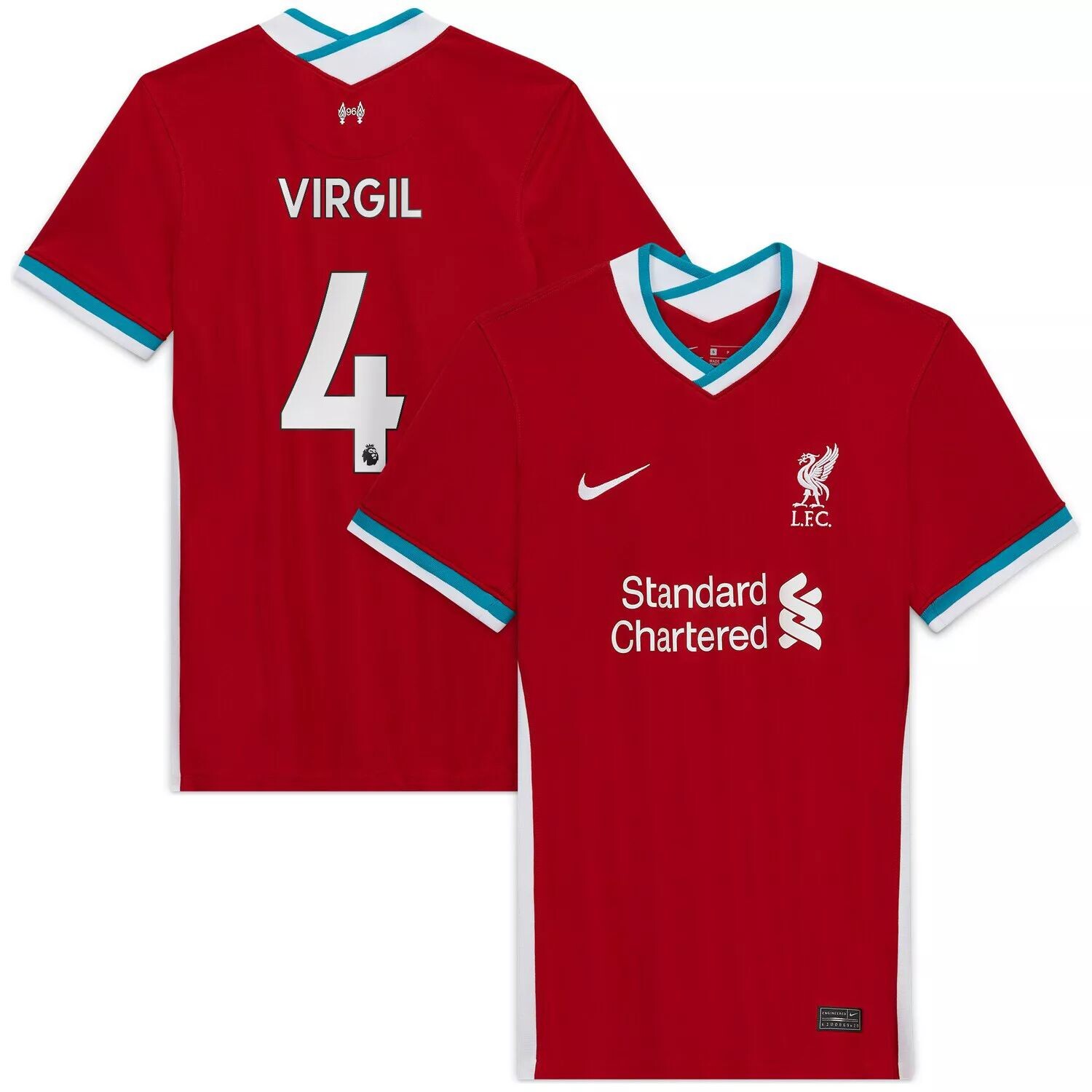 

Женская футболка Nike Virgil Van Dijk Red Liverpool 2020/21 Home Replica Player Nike