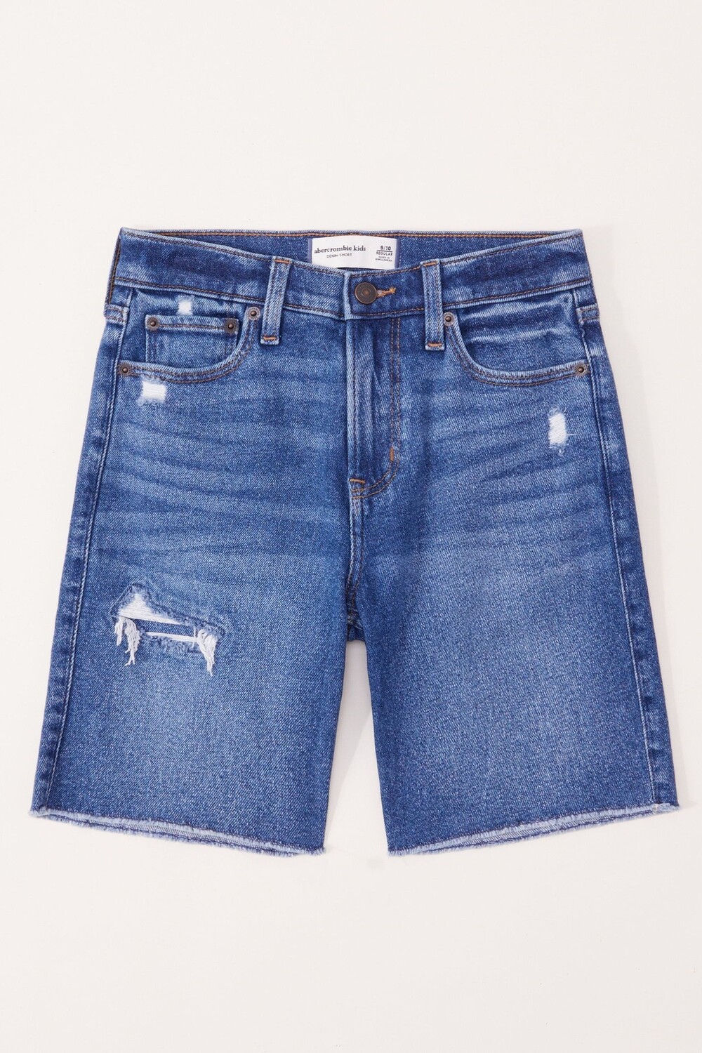 

Синие джинсовые шорты с рваными краями Abercrombie & Fitch, синий