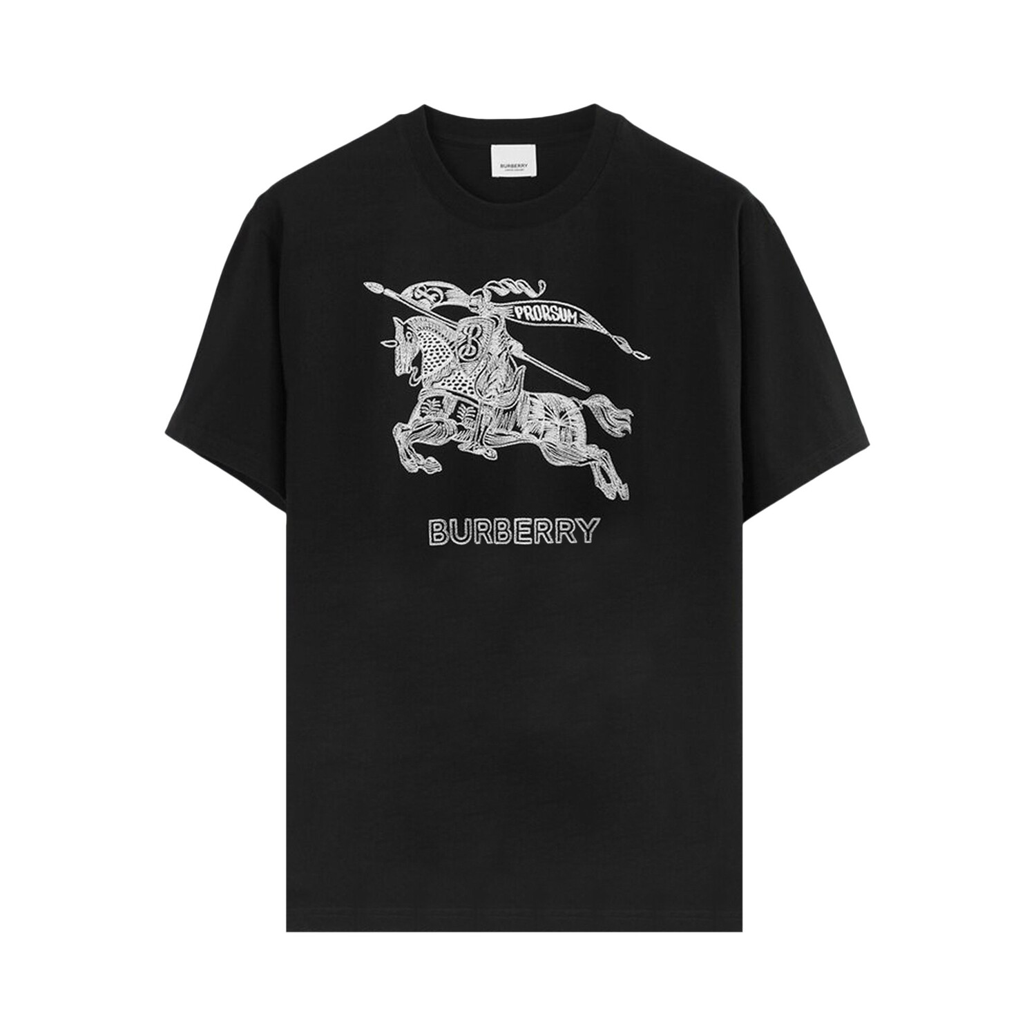 

Футболка Burberry с вышивкой EKD, черная, Черный