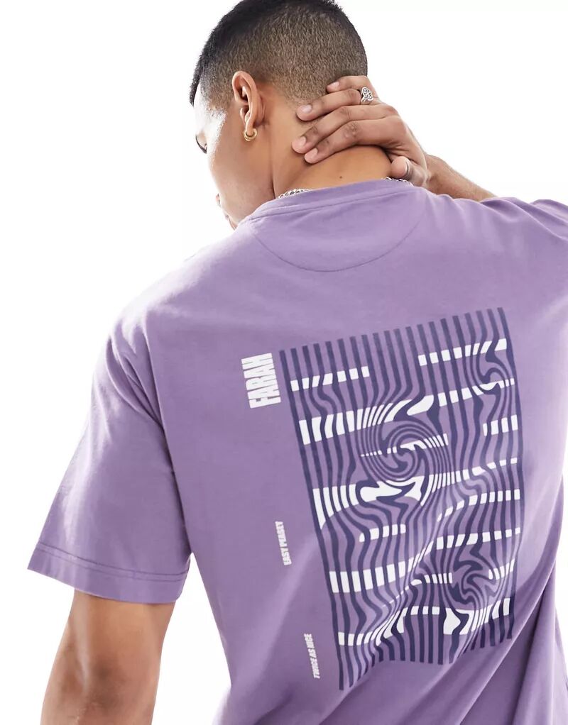 Фиолетовая футболка с принтом на спине Farah Damon evrt lila triko topuklu terlik