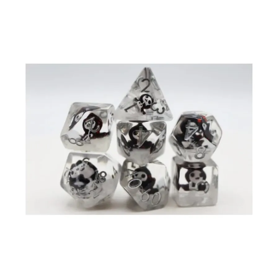 

Набор Poly — Мрачный Жнец с серебром (7), Dice Sets - Resin/Acrylic - Black, Grey, White, & Metallics (Foam Brain Games)