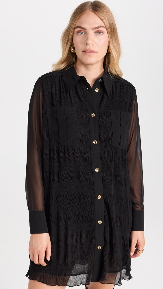 

Платье GANNI Pleated Georgette Shirt, черный