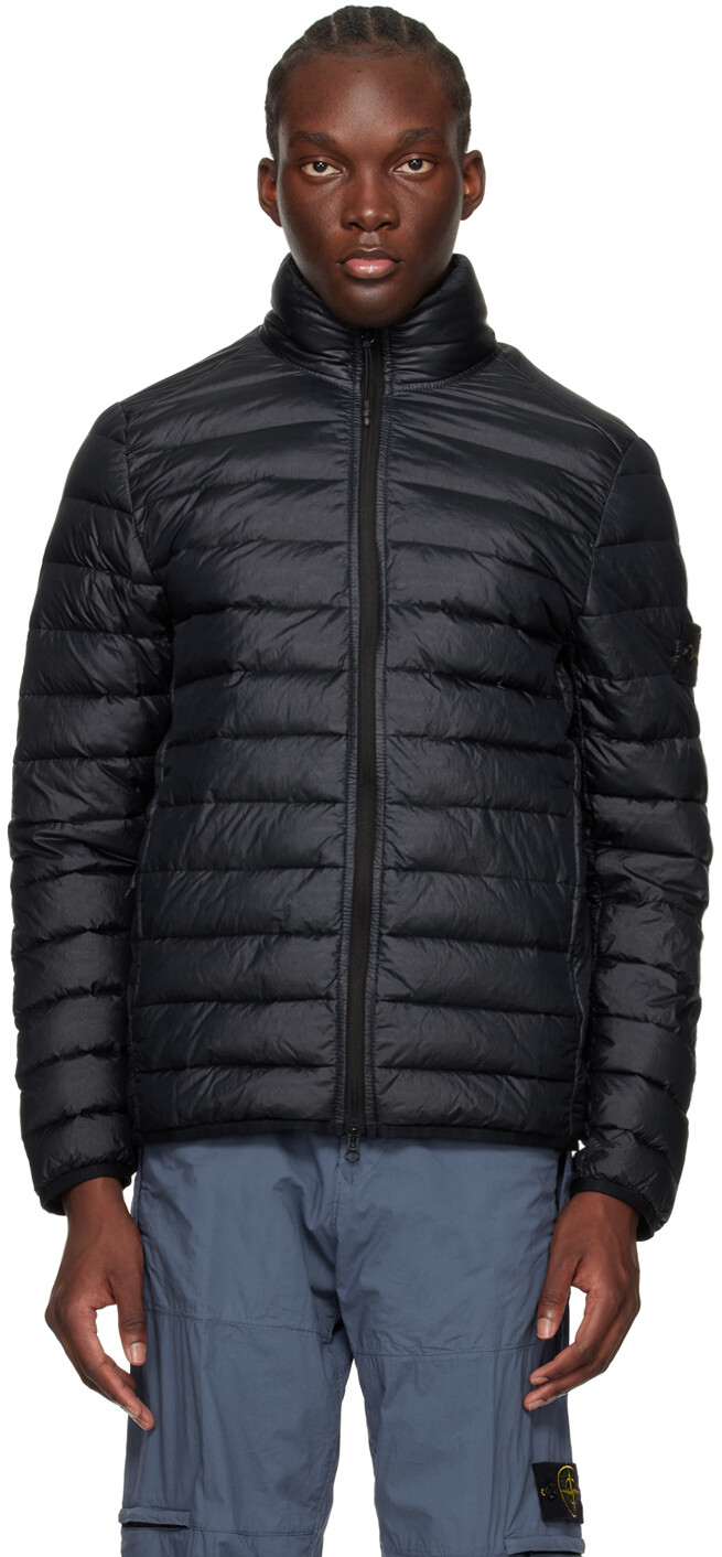 

Темно-синяя куртка-пуховик с нашивками Stone Island, цвет Navy blue