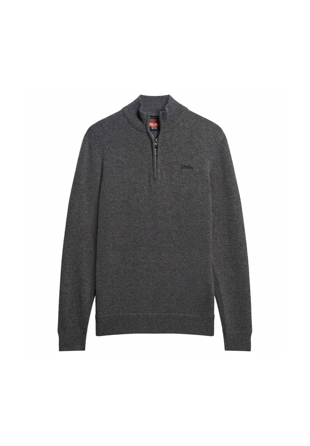 

Мужской вязаный свитер - Henley, ESSENTIAL EMB KNIT HENLEY, свитер, логотип, молния Superdry., серый