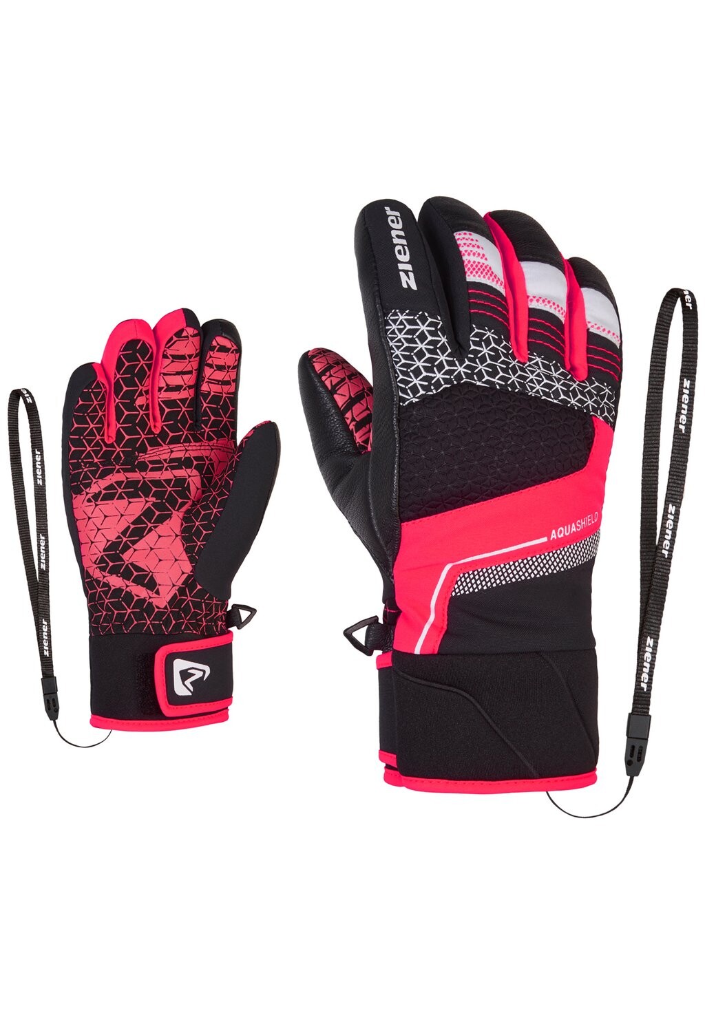 

Перчатки LONZALO Ziener, цвет black neon pink