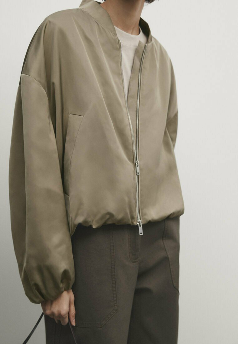 Куртка-бомбер Massimo Dutti, зеленая куртка бомбер massimo dutti knickerbocker yarn effect черный