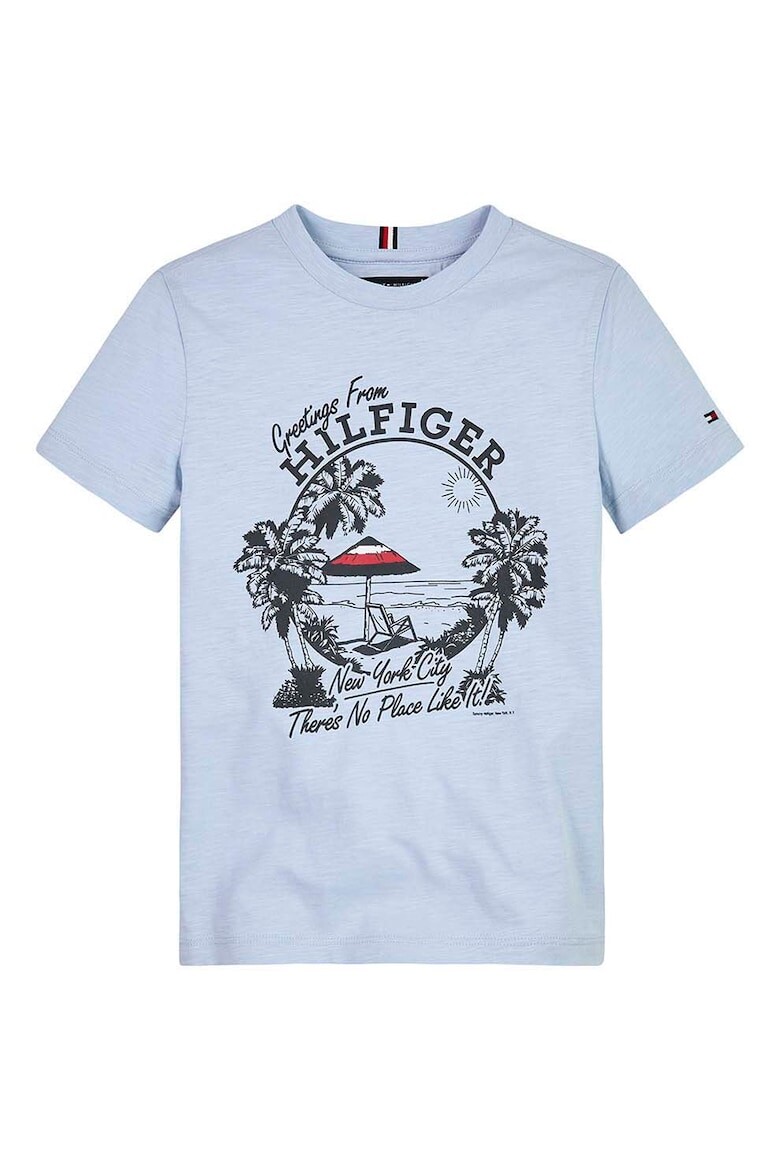 

Хлопковая футболка с тропическим принтом Tommy Hilfiger, синий