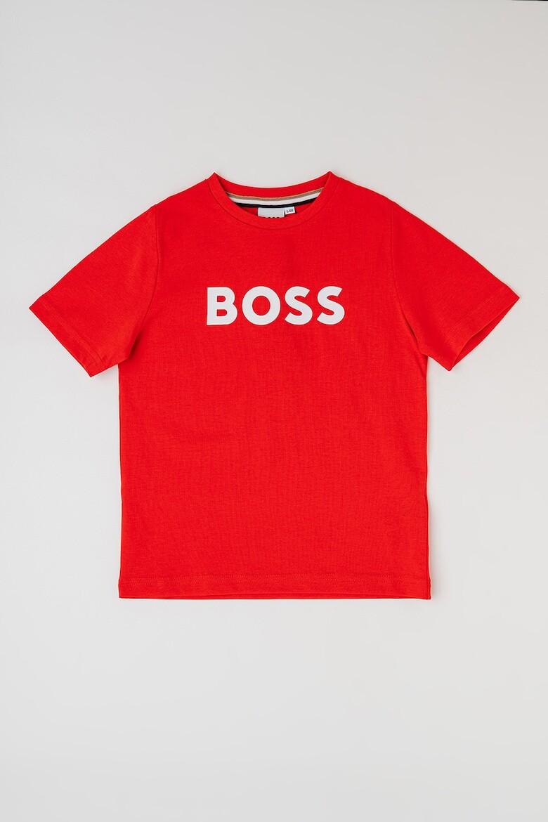 Хлопковая футболка с логотипом Boss Kidswear, красный