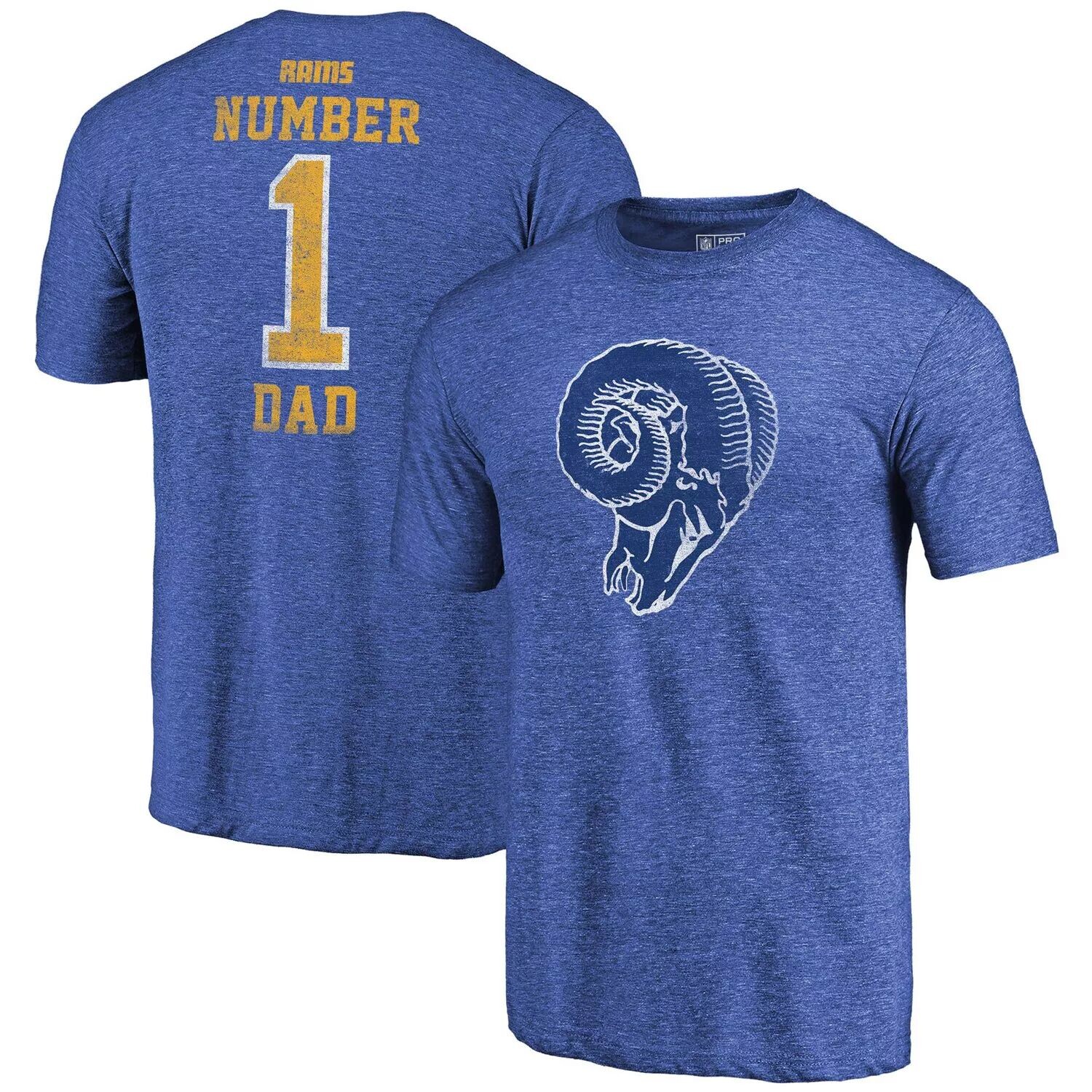 

Мужская футболка Fanatics с фирменным принтом Royal Los Angeles Rams Greatest Dad в стиле ретро из трех смесей
