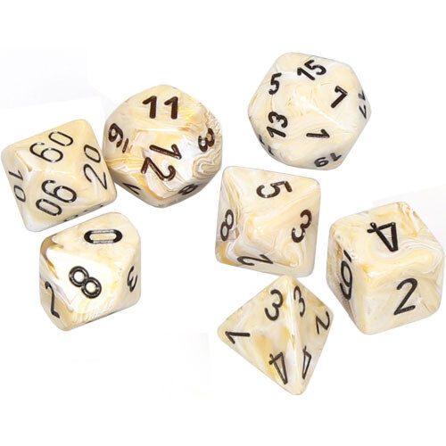 

Аксессуары Chessex Chessex Dice Set: Marble - Ivory w/Black (7)