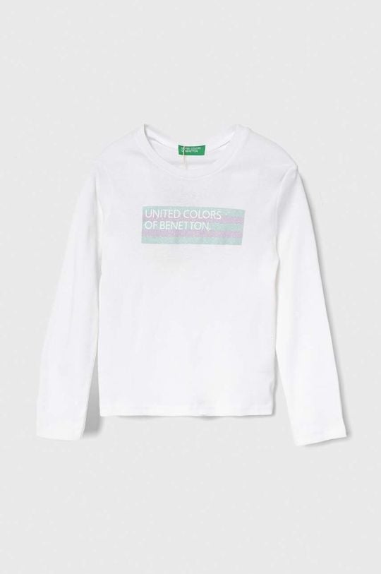 

Хлопковая рубашка с длинными рукавами для мальчиков и девочек United Colors of Benetton, белый